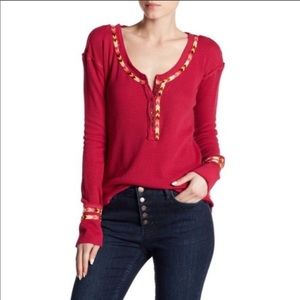 FREE PEOPLE Henley Thermal Rainbow XS